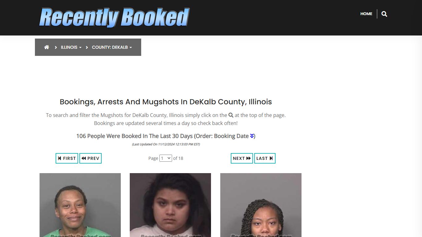 Bookings, Arrests and Mugshots in DeKalb County, Illinois - Recently Booked