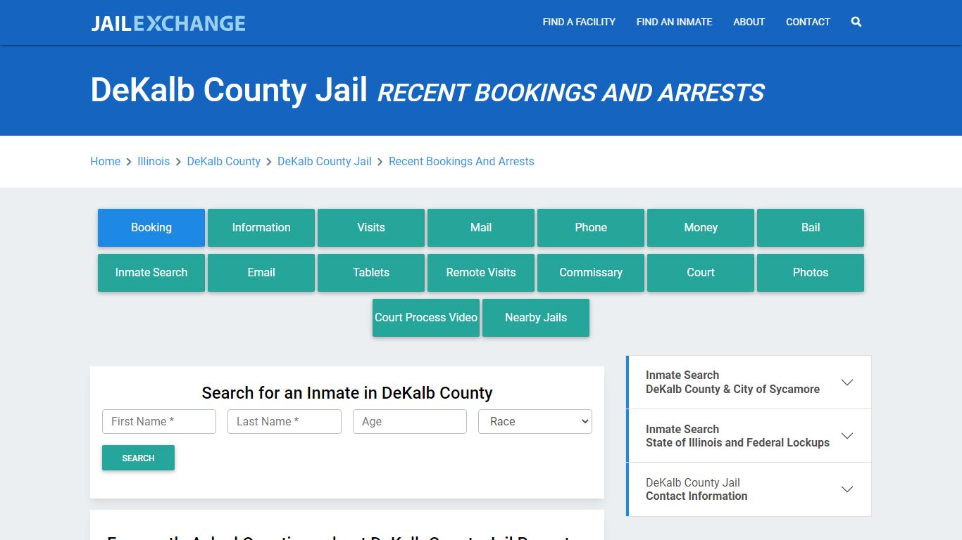 DeKalb County Jail IL Recent Arrests and Bookings - Jail Exchange