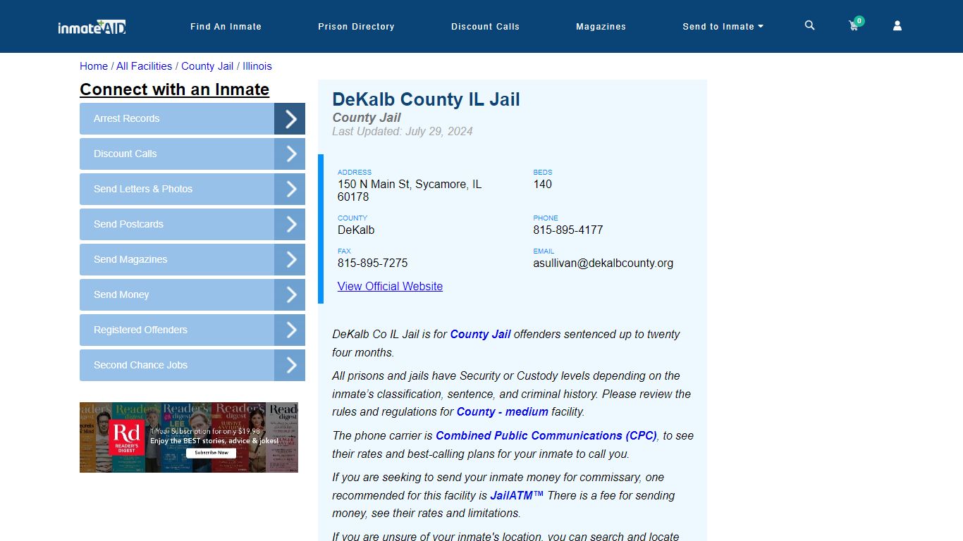 DeKalb County IL Jail - Inmate Locator